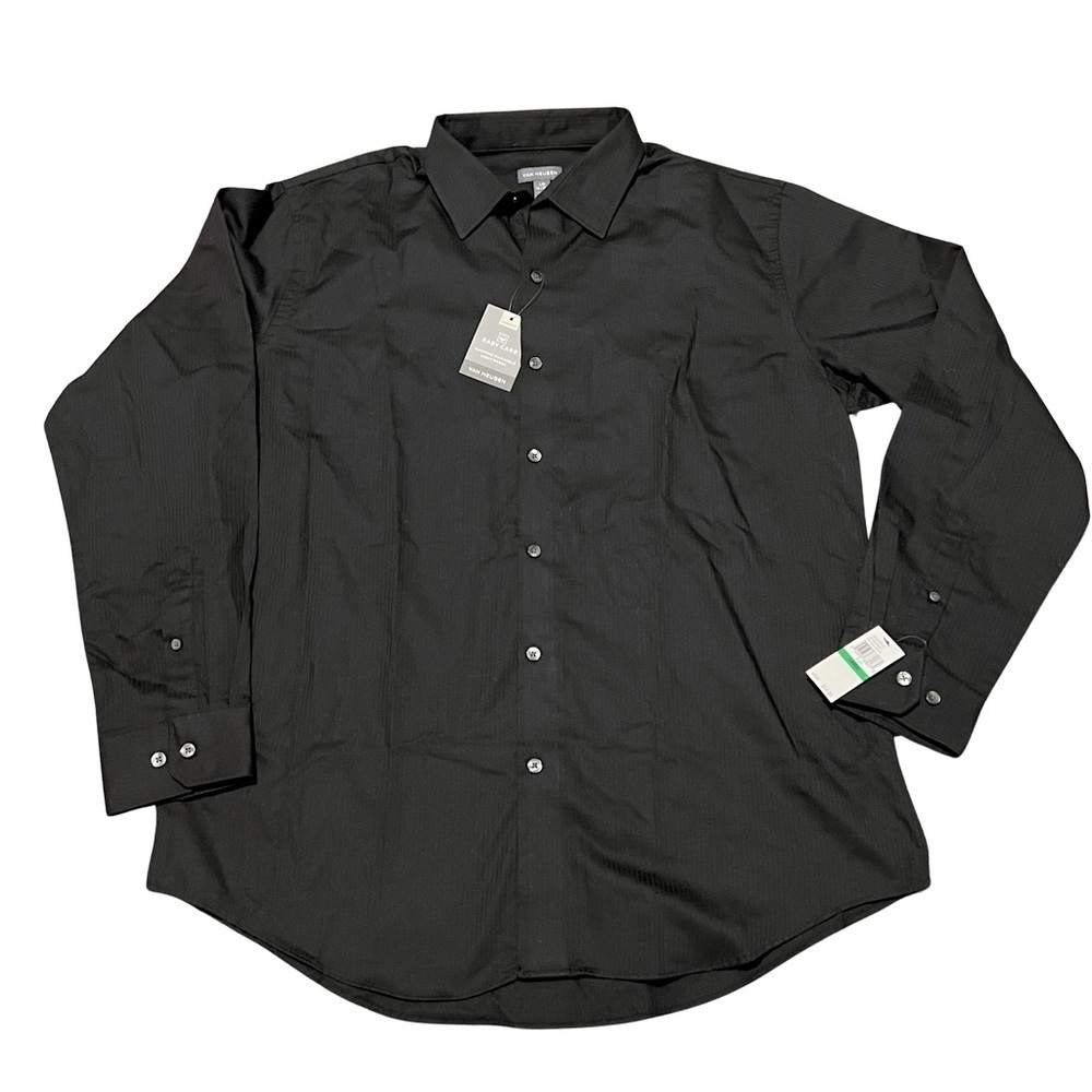 Men’s VAN HEUSEN Black Pin Striped Button Down Shirt XLARGE 16-16 1/2 BRAND NEW